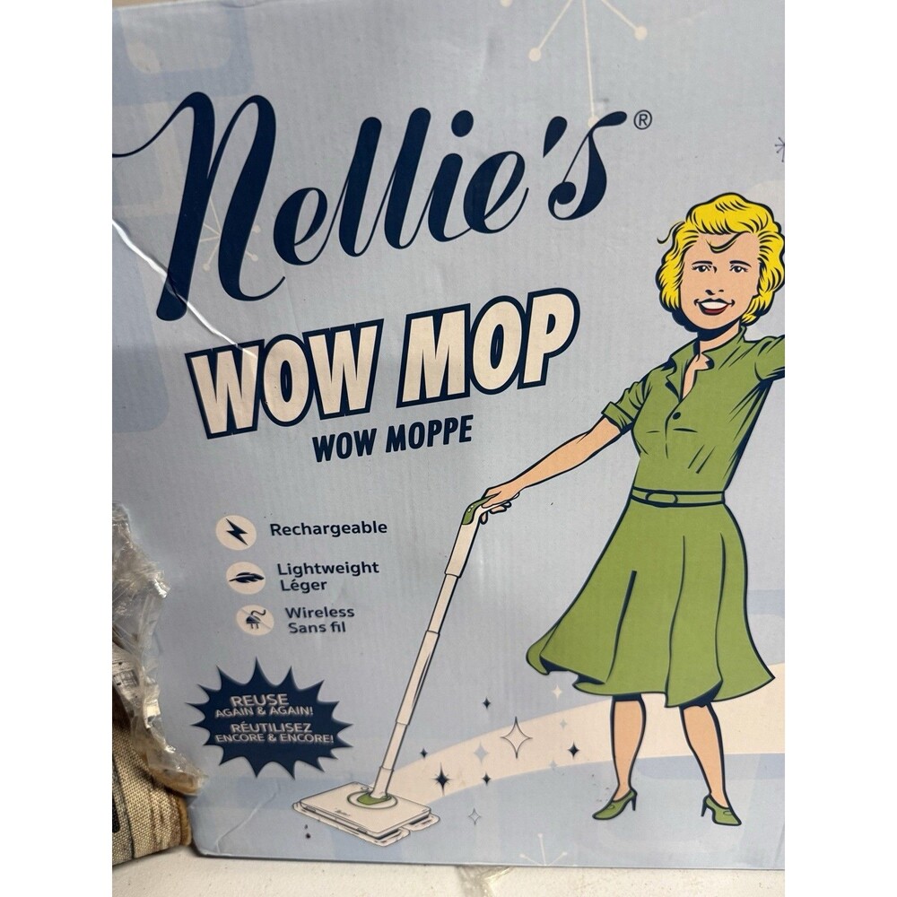 Nelliess WOW Mop Rechargeable Cordless White Floor Cleaner Microfiber Pads